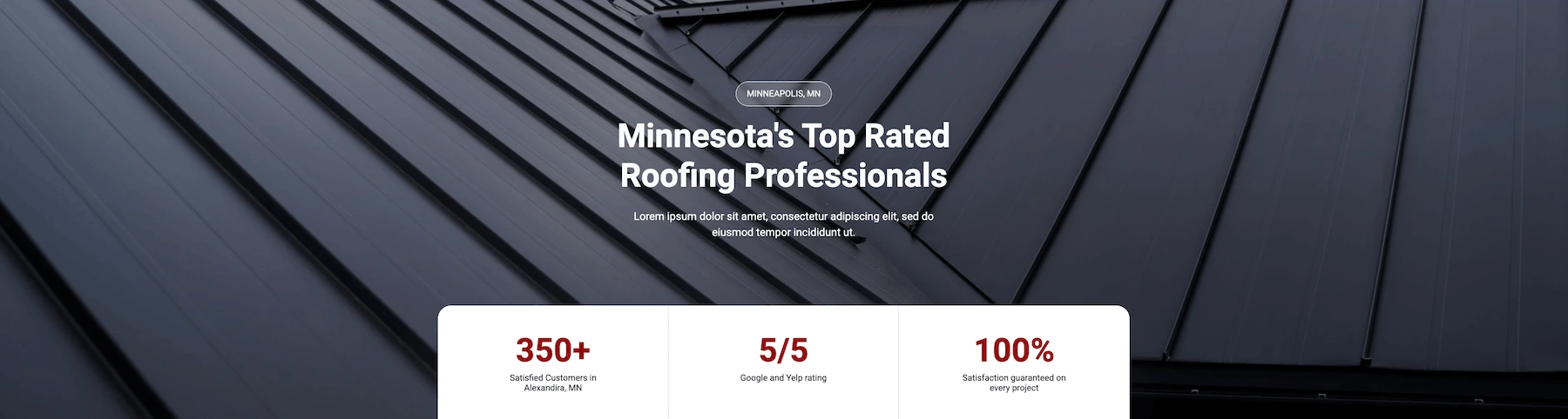 Roofing website design homepage